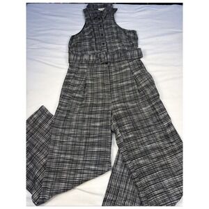 Maeve Anthropology Plaid Jumpsuit Sleeveless Belted Wide Leg Women's Size Medium